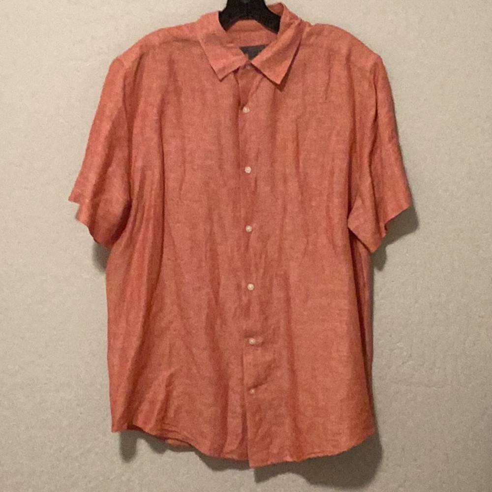 Old Navy coral linen blend short sleeve shirt size Large